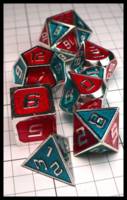 Dice : Dice - Metal Dice - Silver Metal with Red and Blue Enamel - JA Collection Apr 2024